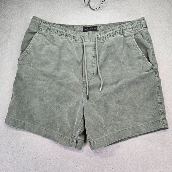 American Eagle Corduroy Shorts Mens L Pull On Drawstring Flex Green 6 Inch - Picture 1 of 9